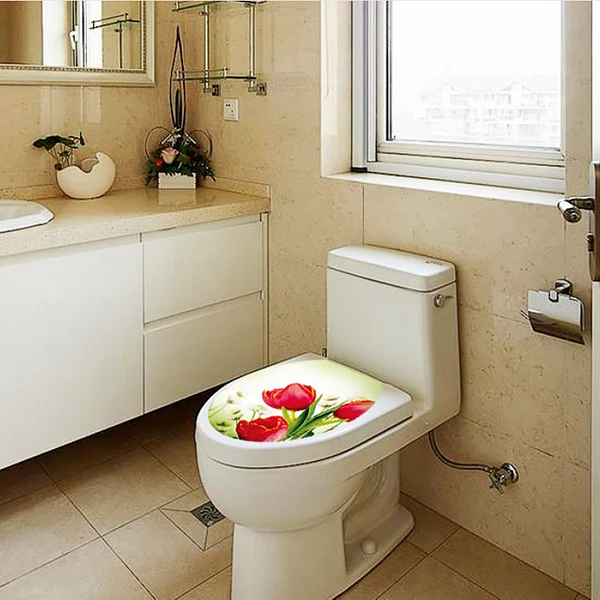 Superior Maxbell Toilet Seat Wall Sticker Red Tulip Vinyl Art Home Bathroom Decals Decor Clean