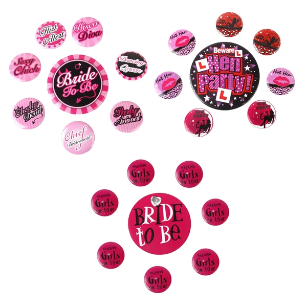 Quality Maxbell 24pcs Hen Night Party Bride To Be Bridesmaid Badges Brooch Pins Favor Breathable