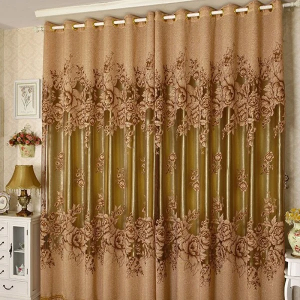 Luxury Maxbell 250 100cm Peony Beads Voile Curtain Living Room Window Tulle Sheer Curtain Recyclable