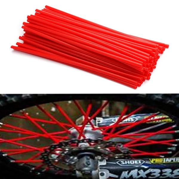 Next-Generation Maxbell 72 Pieces Universal Motocross Wheel Rim Spoke Wraps Skins Cover Red Black Expertly Made
