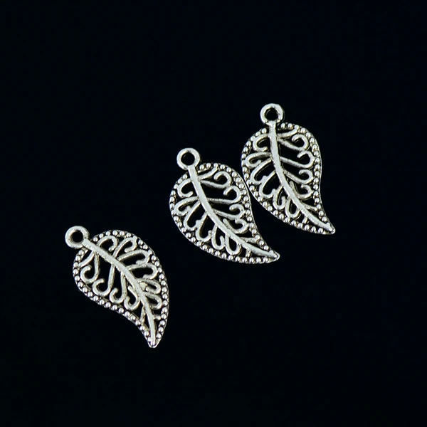 High-Quality Maxbell 100x Tibetan Silver Filigree Hollow Leaf Charms Pendants Jewelry DIY Making Premium Material