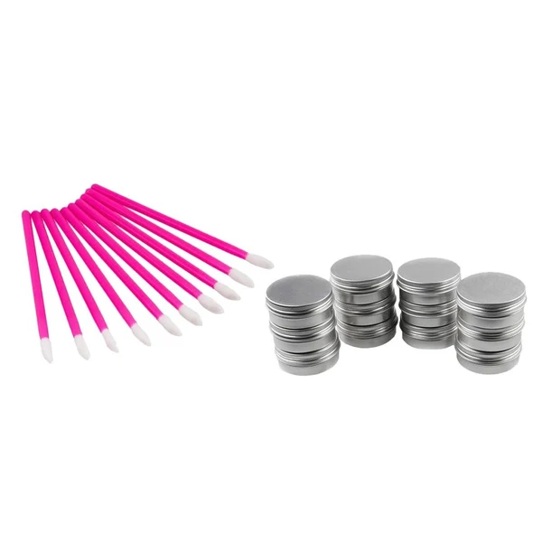 High-Performance Maxbell Maxbell Lot 50 Disposable Lip Gloss Brush Lot 12 Aluminum Round Tins Container 10g Soft