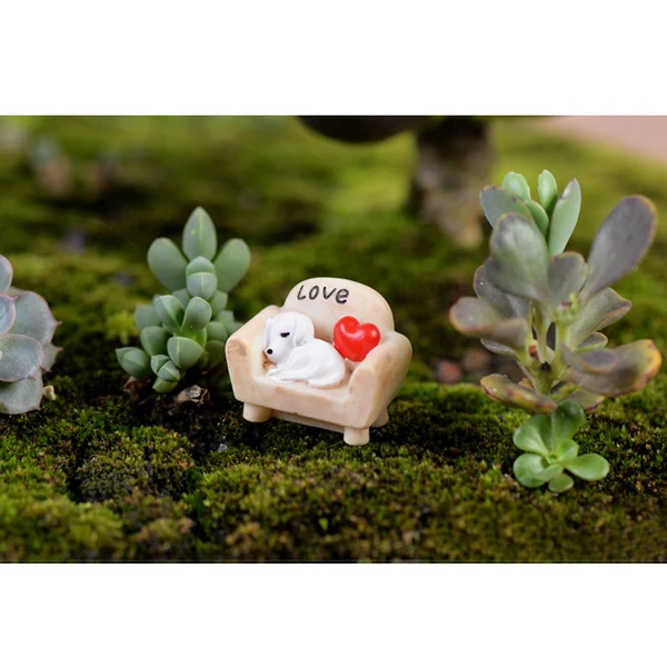 Effective Maxbell 10pcs Miniature Dog Sofa Landscape Craft Ornament Statue Fairy DIY Decor Verified
