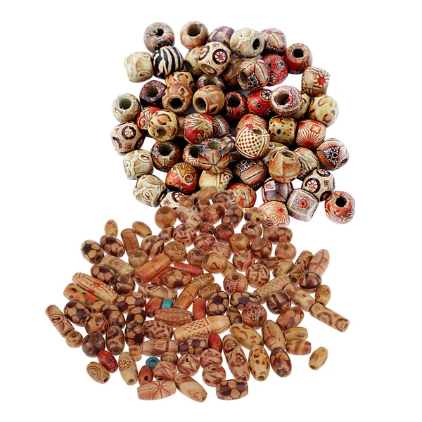Efficient Maxbell 200 Pieces Mixed Large Hole BOHO Wooden Beads Spacer for Macrame European Charms DIY Crafts Modern