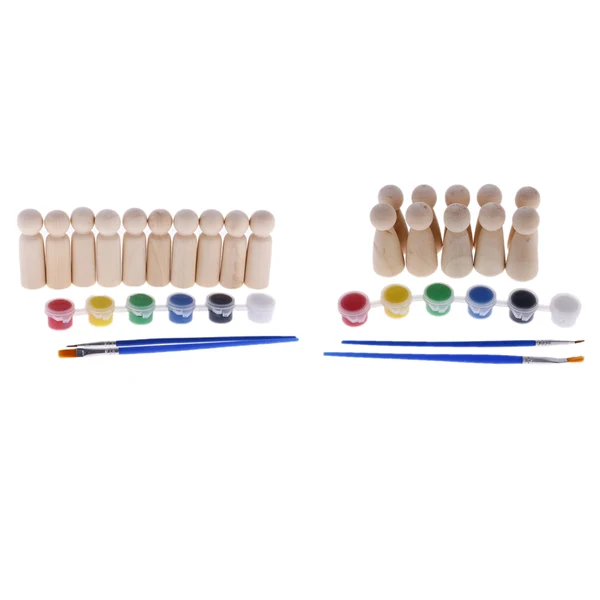 Premium Maxbell 20pcs Set Female Male Blank Wooden Peg Dolls Hand Painting DIY Wedding Favor Convenient
