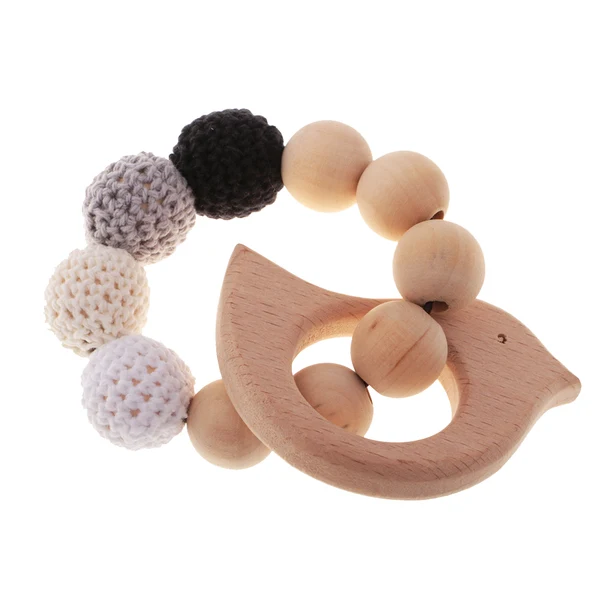 Trusted Maxbell 2 Pieces Wood Crochet Beads Bird Bracelet Ring Teether Baby Grasping Toy Exclusive