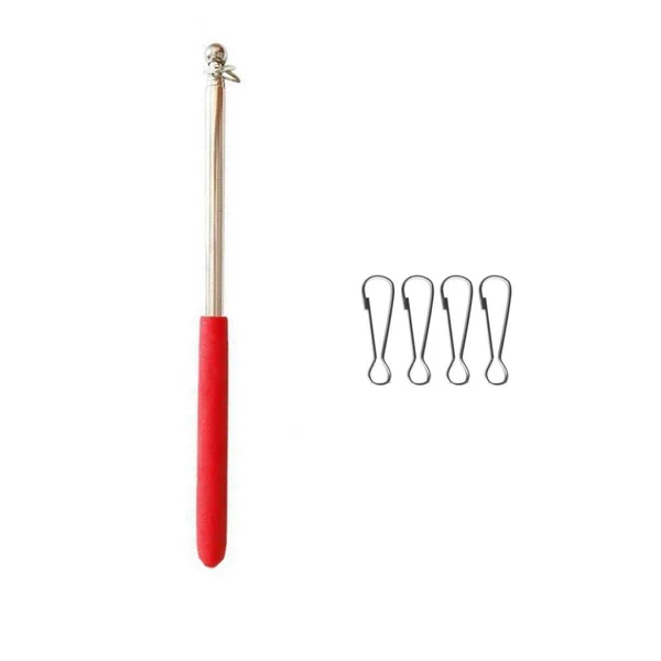 Professional Maxbell 1m Red Telescopic Stainless Steel Flagpole Guide Pole with Clip Snaps Hook Elegant
