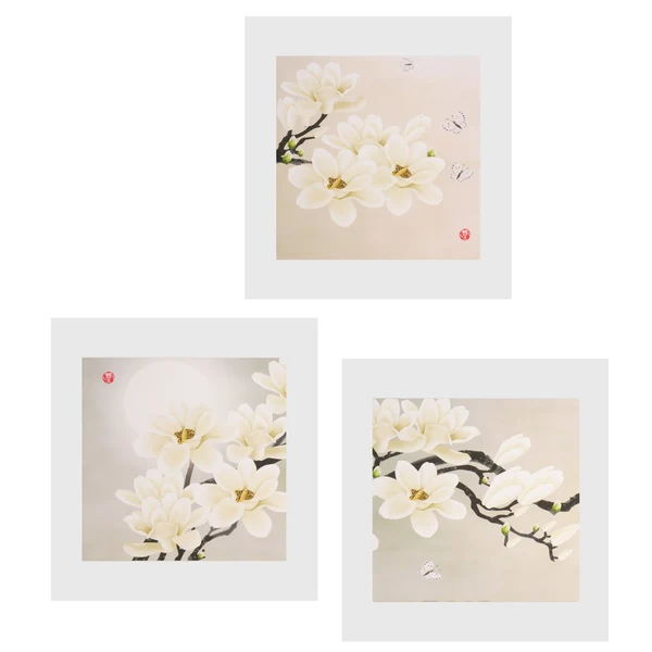 Professional Maxbell 1 Set of 3PCS White Orchid Print Canvas Painting for Home Bedroom Cafe Hotel Room Wall Art Wall Decor Paintings 30cm High-Performance