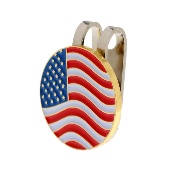 Functional Maxbell 2 Pieces USA Flag Alloy Golf Ball Marker Magnetic Hat Clip Golf Accessories Prestigious