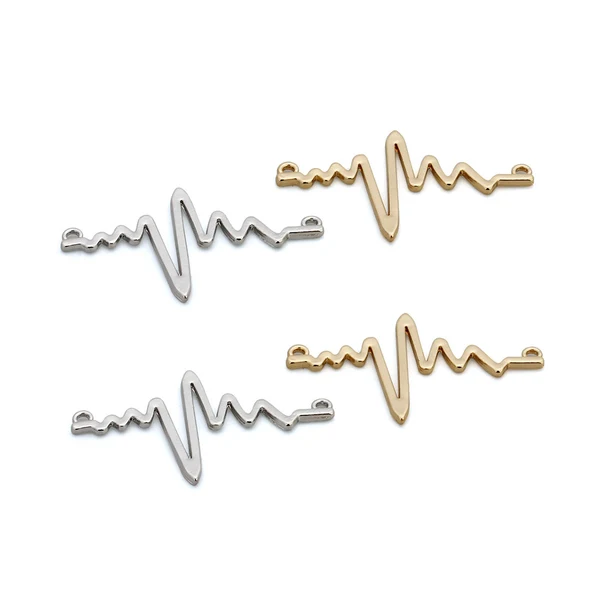 Enhanced Maxbell Fashionable Alloy ECG Design Pendants Charms For Jewelry Making Necklace DIY Phone Hanging Decor Pack of 10PCS Silver Official