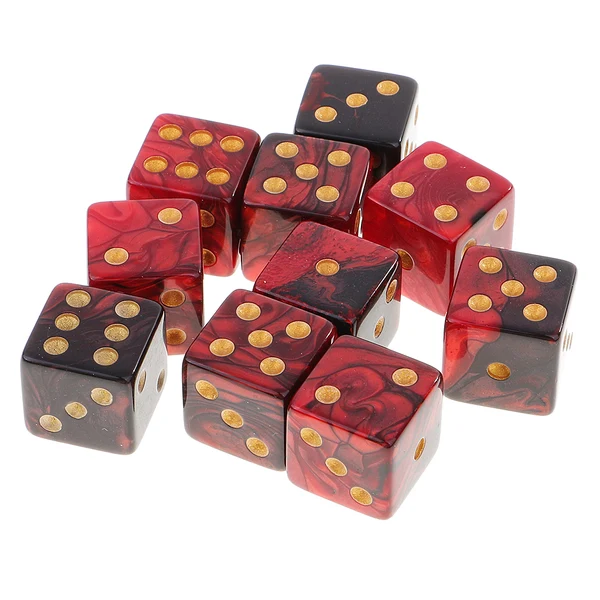 Solid Maxbell 10pcs Plastic D6 Dices Set Double-Colors for Dungeons Dragons DND MTG RPG Party Table Games Red Black Reusable
