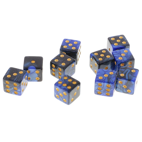 Dependable Maxbell 10pcs Plastic D6 Dices Set Double-Colors for Dungeons Dragons DND MTG RPG Party Table Games Blue Black Easy-to-Use
