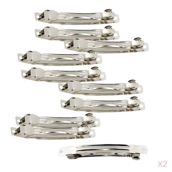 Clean Maxbell Maxbell 20 Pieces Metal Silver French Barrette Hair Clips For DIY Women's Hair Bows 8cm Long-Lasting