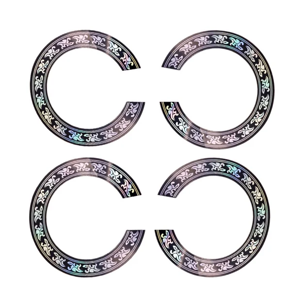 Original Design Maxbell 4 Pieces 38 39inch Acoustic Guitar Sound Hole Sticker Decal Black Chrome Pattern Crafted