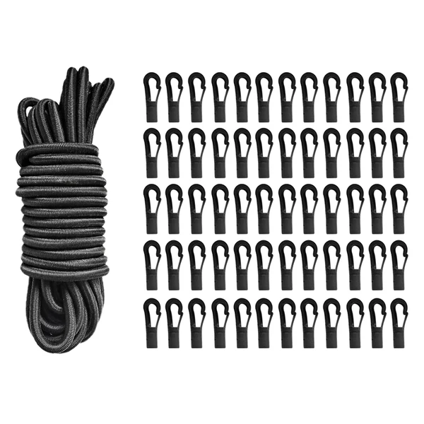 Fine Maxbell 60Pcs Shock Bungee Cord Hook Karabiner Cord 5mm 5m Elastic Cord Bungee Rope Crafted