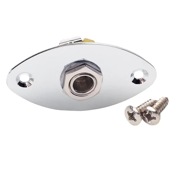 Certified Maxbell Chrome 1 4'' Oval Flat Guitar Output Jack Plate Socket for Cigar Box Electric Guitar Elegant