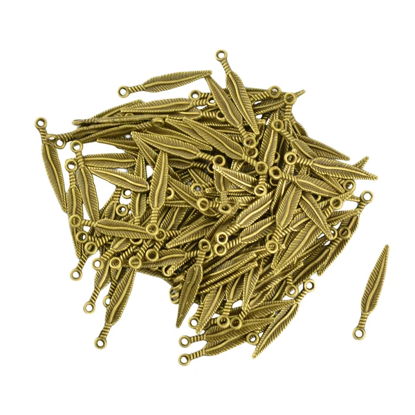 Fine Maxbell 200 Piece Antique Bronze 3D Feather Metal charms pendants Jewelry DIY Making Natural