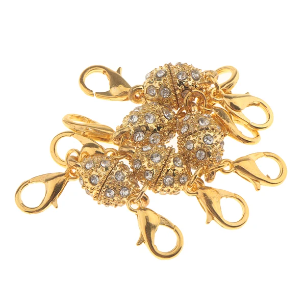 Soft Maxbell 10 Piece Oval Crystal Ball Magnetic Clasps with Two Sides Lobster Hook Lightweight