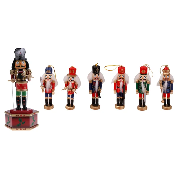 Reliable Maxbell 7 Pieces Wooden Nutcracker Soldier Figure Drummer Music Box Home Decor Gift Superior
