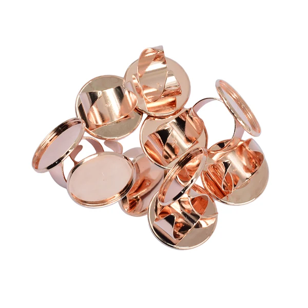 Powerful Maxbell 20 Pieces Whole Round Bezel Ring Blank Base Cameo Ring Base Ring Mounting Rose Gold Authentic