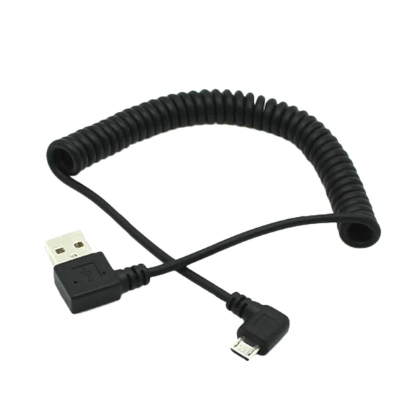 Fine Crafted Maxbell 2 Pieces 90 Degree Angle USB 2.0 Male to 90 Degree Right Angle Micro USB 5 Pin Male Charge and Sync Coiled Spiral Cable Soft