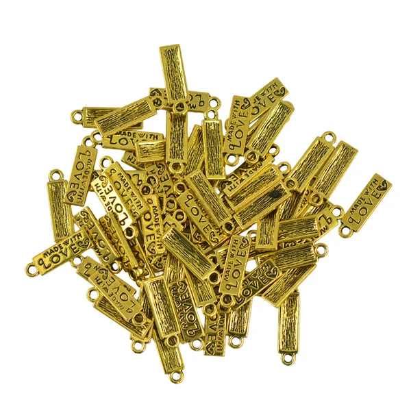 First-Class Maxbell 100pcs Vintage MADE WITH LOVE Heart Rectangle Heart Charms Pendant Findings Professional