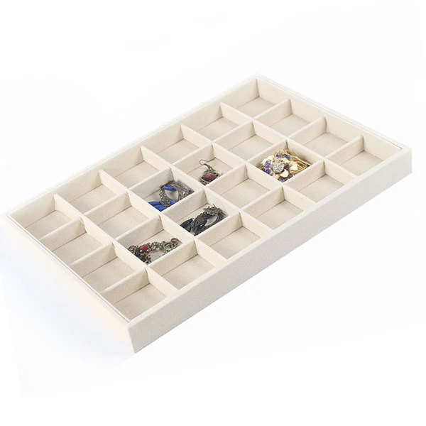 Trendy Maxbell 2Pcs 12 24 Grids Ring Earrings Necklace Jewelry Display Organizer Box Tray Functional