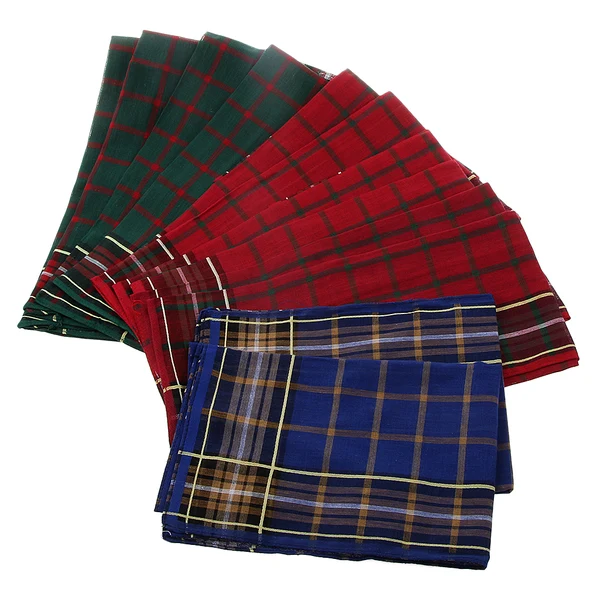 Secure Maxbell Pack of 12 Men's Vintage Plaid Square Handkerchief Hanky Wedding Party Handkerchiefs Xmas Sophisticated