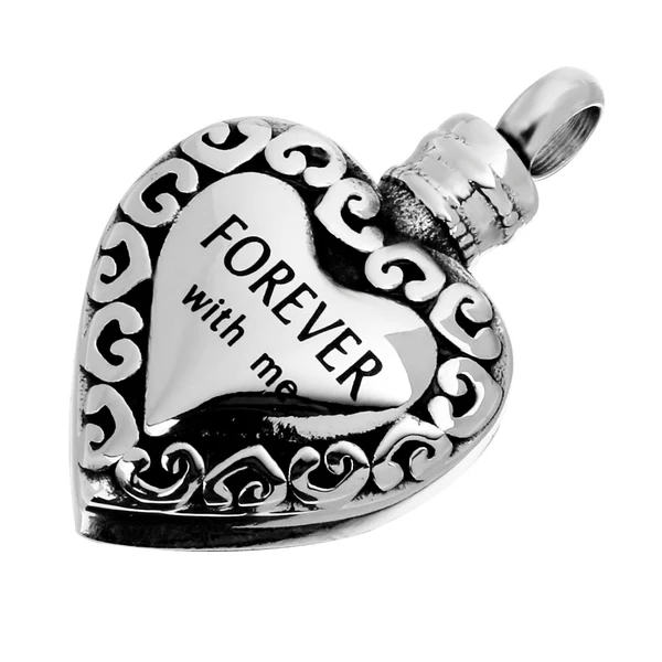 Luxury Maxbell Heart Shape with me Carved Memorial Pet Ash Cremation Urn Pendant Optimized