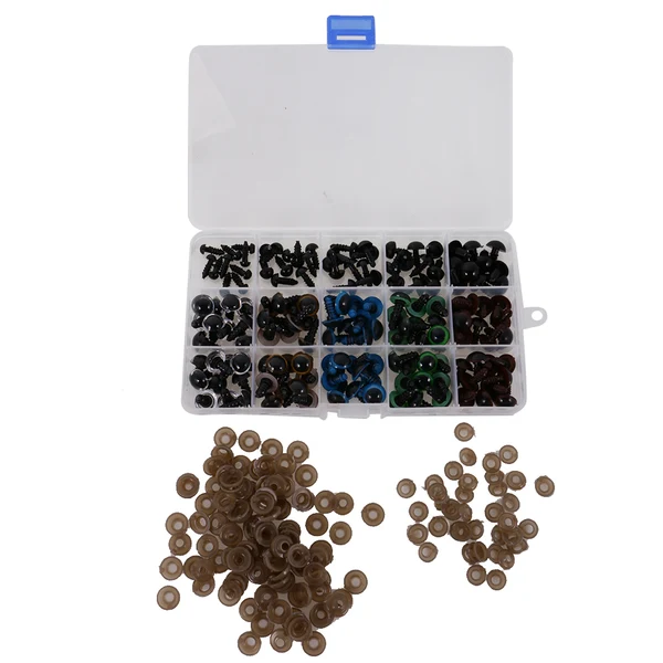 Pure Maxbell 150 Pieces 12mm Mixed Color 6-12mm Black Plastic Eyes with Washers for Teddy Bear Doll Puppet Kids DIY Craft Fast