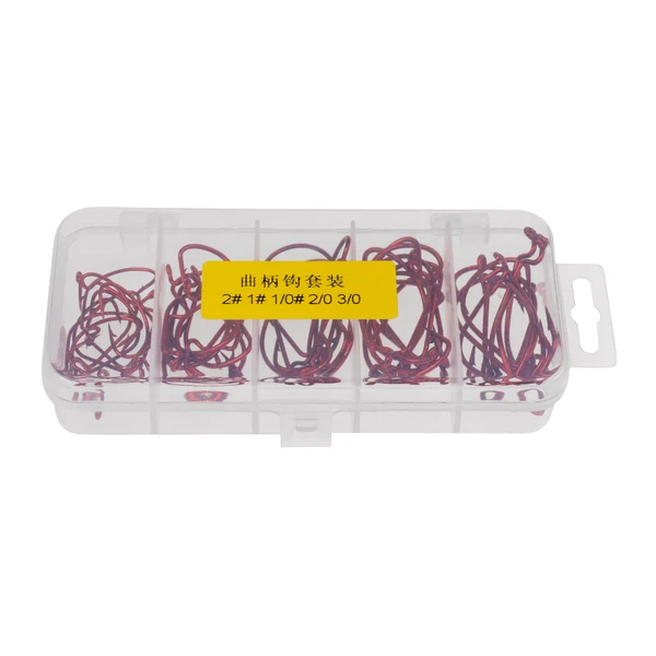 Sustainable Maxbell 50 Pieces Various Sizes High Carbon Steel Crank Hook Wide Gap Barbed Bass Shad Jig Hooks with 5 Compartments Fishing Box Red World-Class