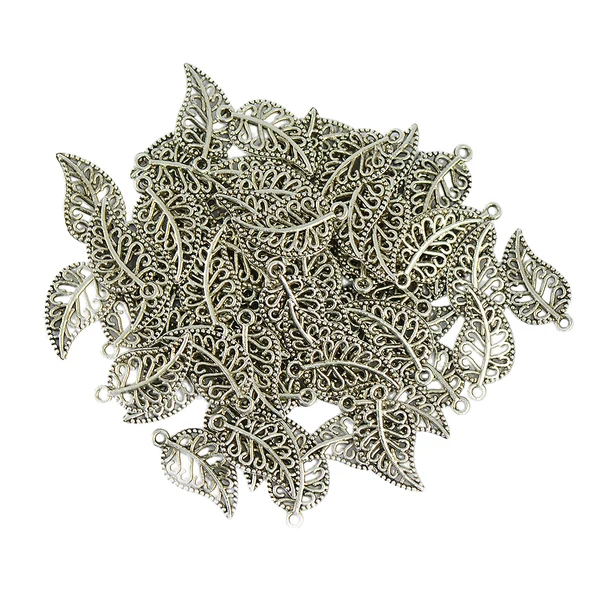 Certified Maxbell 200 Pieces Tibetan Silver Gold Alloy Filigree Hollow Leaf Charms Pendants Top-Quality