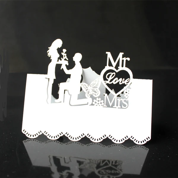 Traditional Maxbell Pack of 50 Mr Mrs Love Heart Laser Cut Wedding Party Table Place Cards Decor Favor Breathable