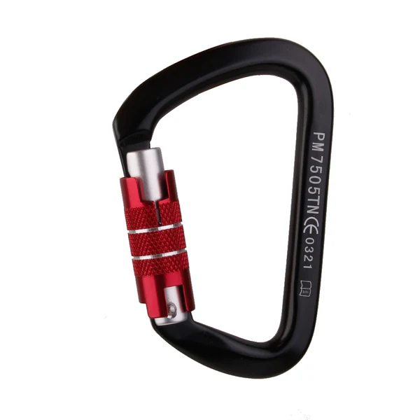 Luxury Maxbell Self Locking Mountaineering Climbing Carabiner 26KN - Black Red Proven