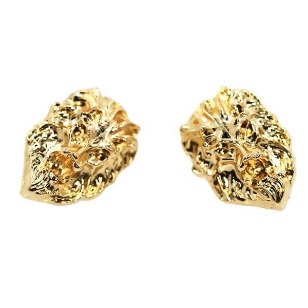 Enhanced Maxbell 1 Pair Delicate 3D Lion Head Brooch Collar Lapel Pins Tips Gift Unisex-Gold World-Class