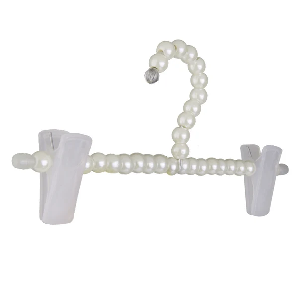 High-Grade Maxbell 3x Pearl Beaded Clothes Pants Hanger Trousers Dress Holder with Clip White Convenient