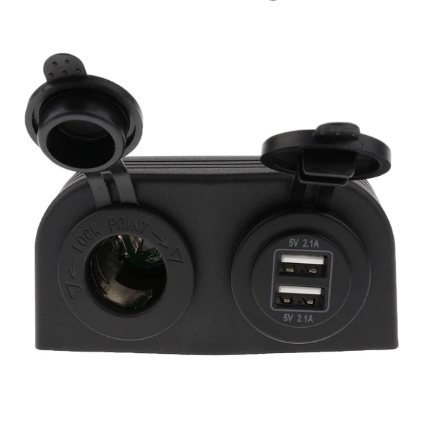 Classic Maxbell 4.2A Dual USB 12V Plug Power Outlet Dual USB Charger Socket Mount Wires Traditional