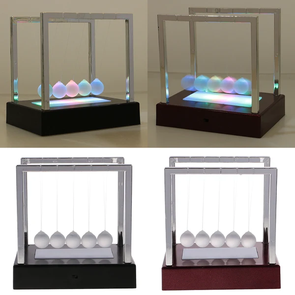 Trusted Maxbell LED Light up Newton's Cradle Balance Balls Science Psychology Desk Toy Home Office Decoration Red Base 5.9x4.5x6.1in Sustainable