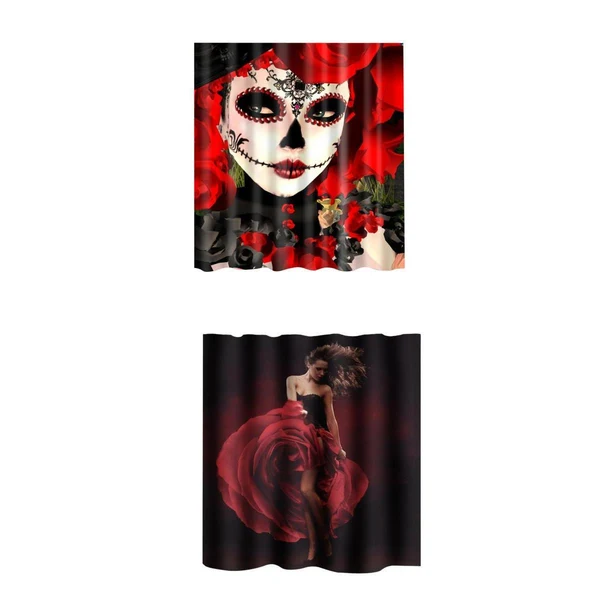 Luxury Maxbell Maxbell Home Decoration Bath Shower Curtain Set with Hooks Figure Flowers Pack of 2 High-Grade