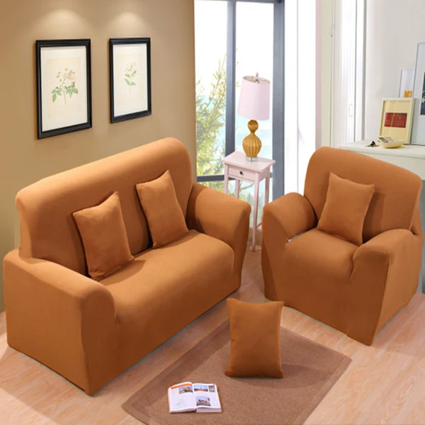 Detailed Maxbell Fashionable 3-Seater Sofa Covers Couch Protector Elastic Spandex Washable Slipcover Home Hotel Office Sofa Decor Camel Minimalist