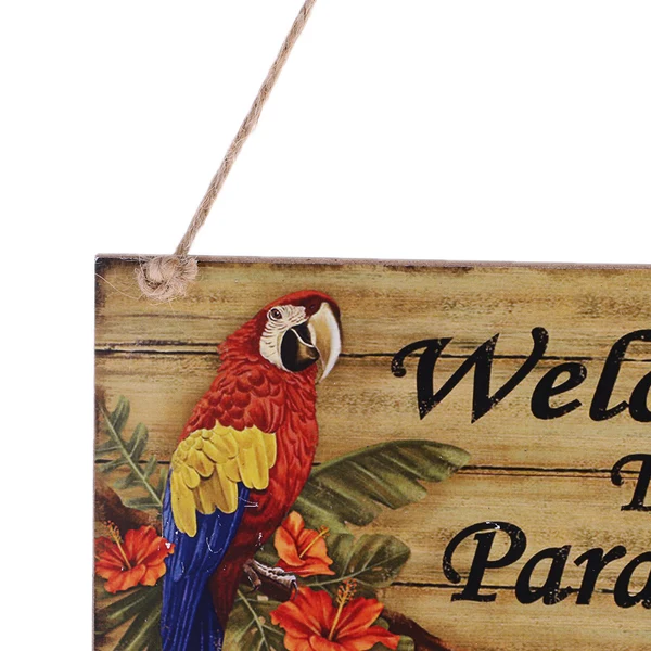 Premium Maxbell Welcome to Paradise Paradise Found Wood Plaque with Jute Twine Hanging Sign Next-Generation