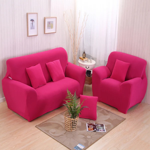 Unique Maxbell Fashionable 3-Seater Sofa Covers Couch Protector Elastic Spandex Washable Slipcover Home Hotel Office Sofa Decor Rose Red Effective