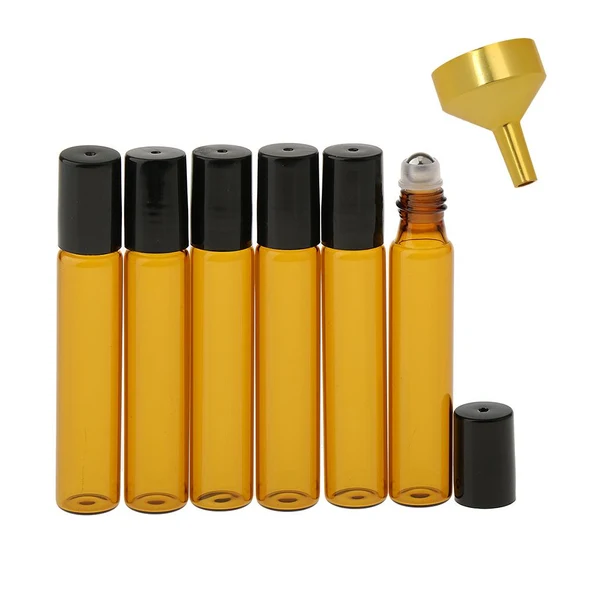 Easy-to-Use Maxbell Maxbell 10 ml 1 3 fl oz Gold Glass Essential Oil Gel Roll On Bottles - Pack of 6 1 Organic