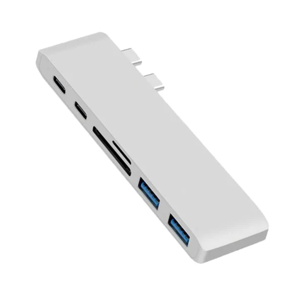 Secure Maxbell USB C Hub USB Type-C Hub Adapter Dongle for 2016 2017 MacBook Pro 13 15 with 40Gbs Thunderbolt 3 Charging Port USB C 5Gbps Data 2x Card Reader 2x USB Ports Silver Expertly Made
