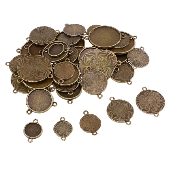 High-Quality Maxbell 48 Pieces Bronze Blank Round Photo Cabochon Bezel Pendants Tray Blanks Base with Double Bail DIY Jewelry Making Accessories 12mm-25mm Refined