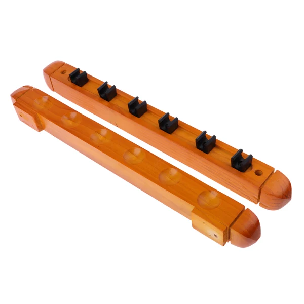 Healthy Maxbell Wall Mount 6-Slot Billiards Snooker Stick Wooden Rack Pool Cue Holder Stand Solid