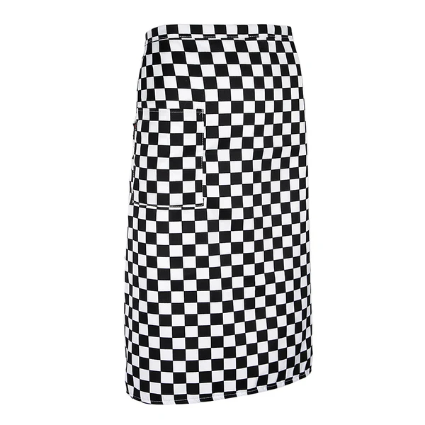 Elite Maxbell White Black Grids Printed Chef Waitress Apron Bistro Apron Waist Tied Half Apron Enhanced