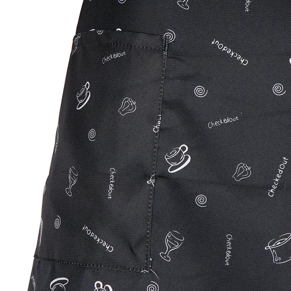 Verified Maxbell Unisex Black Chef Works Bistro Apron Kitchenware Prints Waist Apron Pocket High-Quality