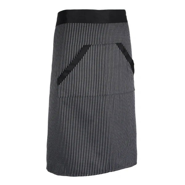 Unique Maxbell Black Stripes Prints Canvas Chef Apron Half Waist Tied Apron With Pocket for Women Men Practical