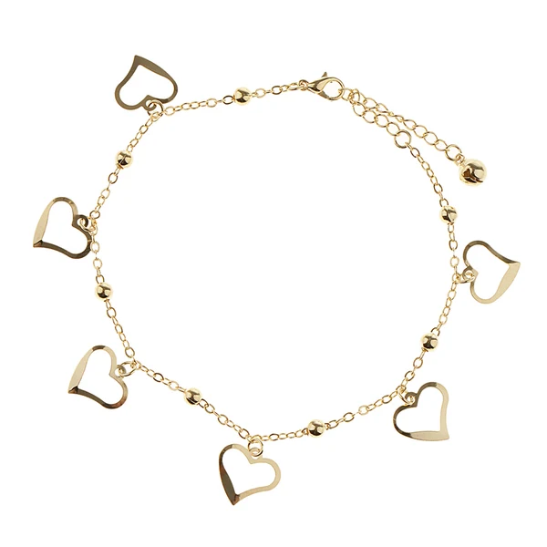 Elegant Maxbell 27cm Gold Heart Crystal Anklets Fancy Craft Adjustable Metal Ankle Chain Enhanced